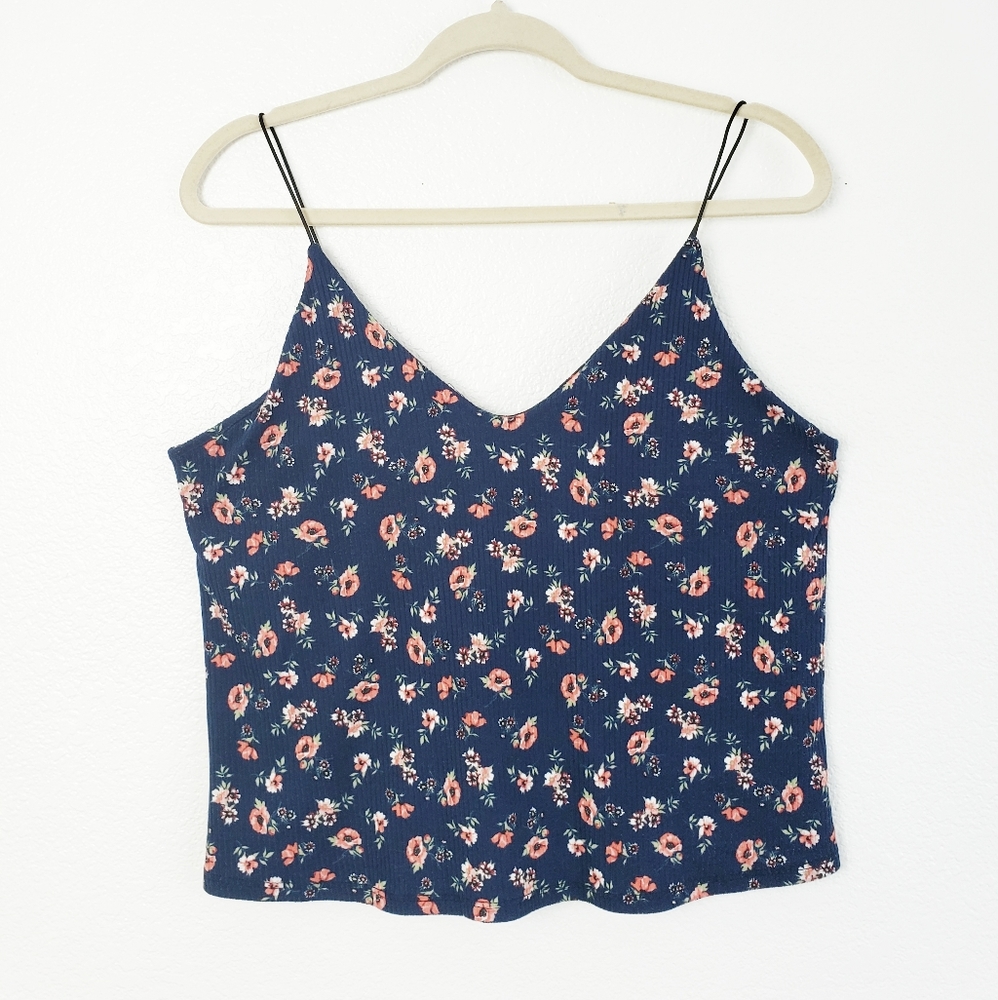 3 for $25Vibe Sportswear Floral Rose navy tank top